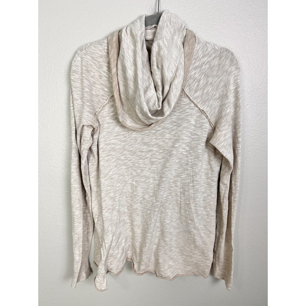 Free People‎ Shirt Beach One Body Un Corps Cowl Neck Two Tone Beige long Sleeve